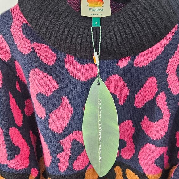 Farm‎ Rio Mixed Leopards Striped Sweater Dress Size Small New Animal Print - Picture 6 of 10